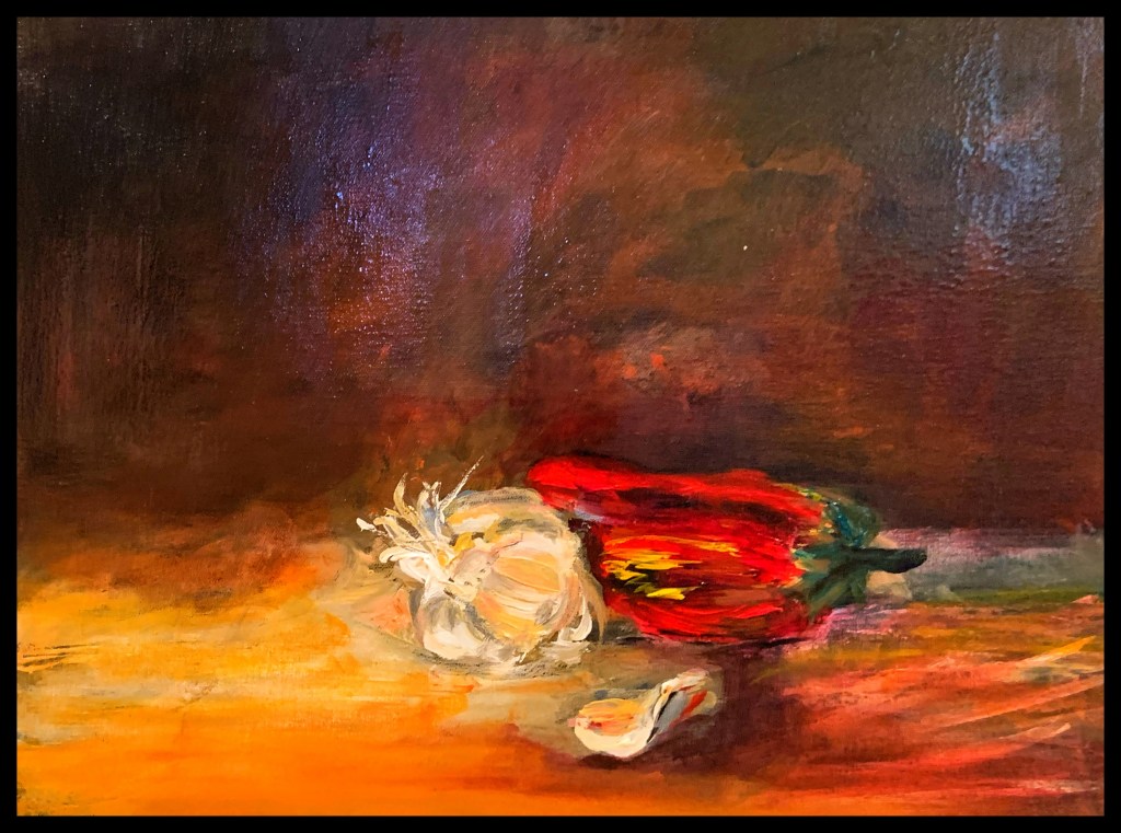 Acrylic painting by Galina Krasskova entitled "Massacre at Casa Bonita" -
12x16 on linen canvas